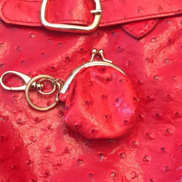 Bright Red, Textured, Nine West Purse With Matching Coin Purse - Picture 5 of 7